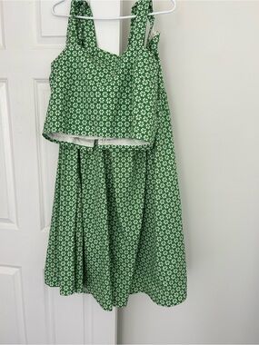 ANTONIO MELANI Green and White Printed Two-Piece SET